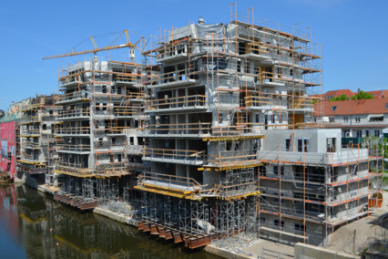 Riverhouse Bauphase Wasserseite